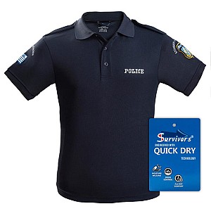 Polo Αστυνομίας Quick Dry με κέντημα μονόχρωμο (Μπλε)