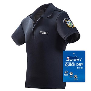Polo Αστυνομίας Quick Dry με κέντημα μονόχρωμο (Μπλε)