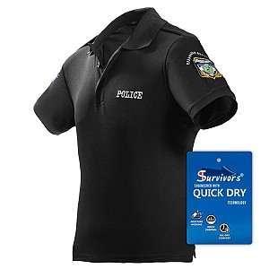 Polo Αστυνομίας Quick Dry με κέντημα μονόχρωμο (Μαύρο)