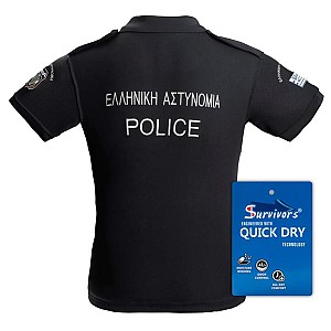 Polo Αστυνομίας Quick Dry με κέντημα μονόχρωμο (Μαύρο)