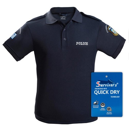 Polo Αστυνομίας Quick Dry με κέντημα μονόχρωμο (Μπλε)