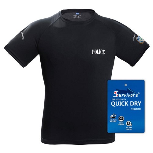 Τ-Shirt Αστυνομίας Quick Dry μονόχρωμο (Μαύρο)